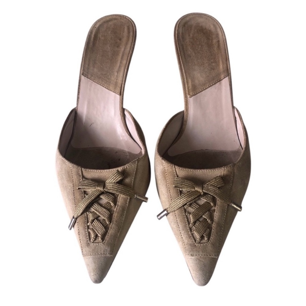 Dior Suede Women's Mules with Lace/Tie up Detail